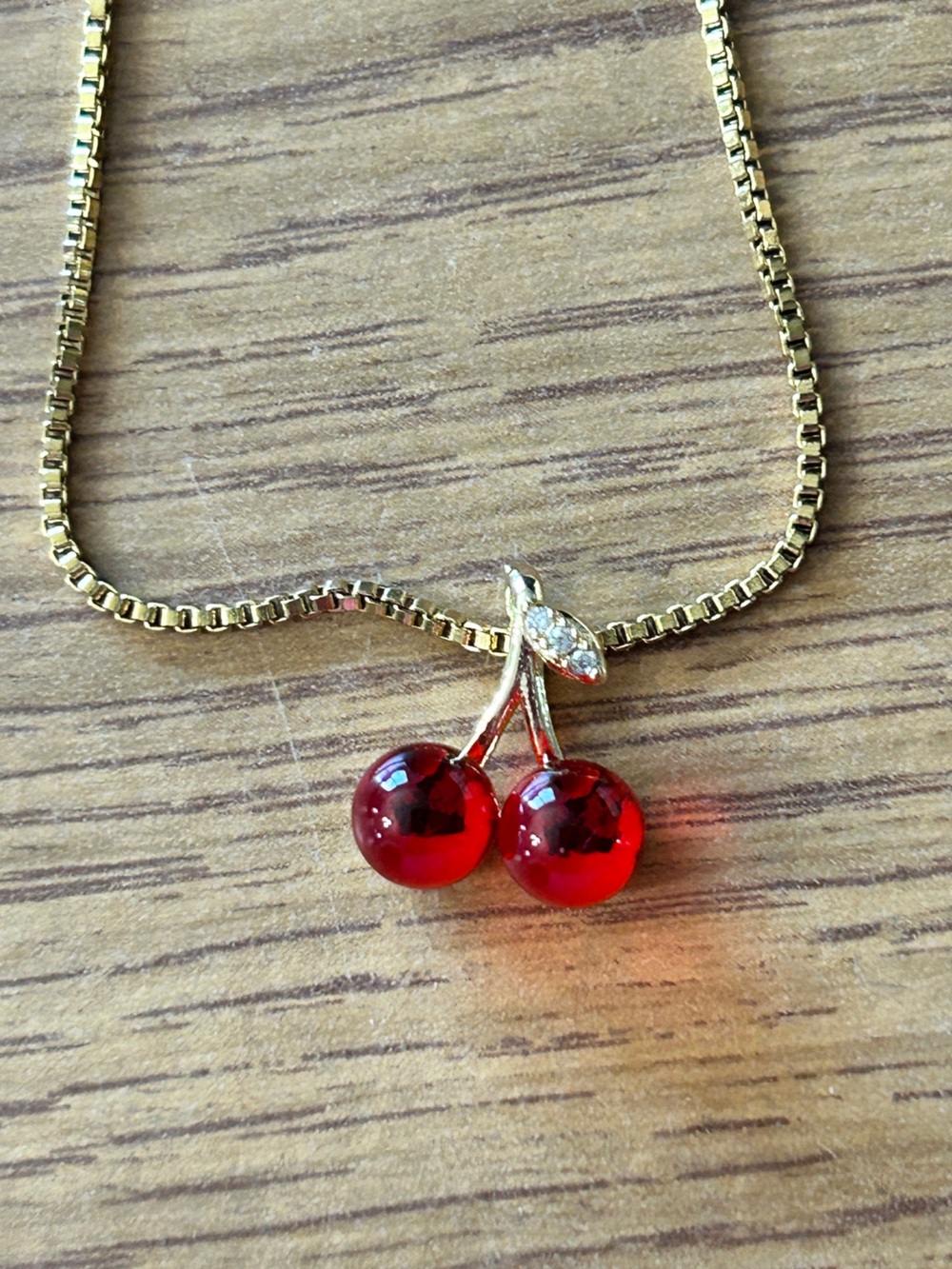 Solarié Select Club Cherry Luxe Pendant Necklace - Gold Tone NIB